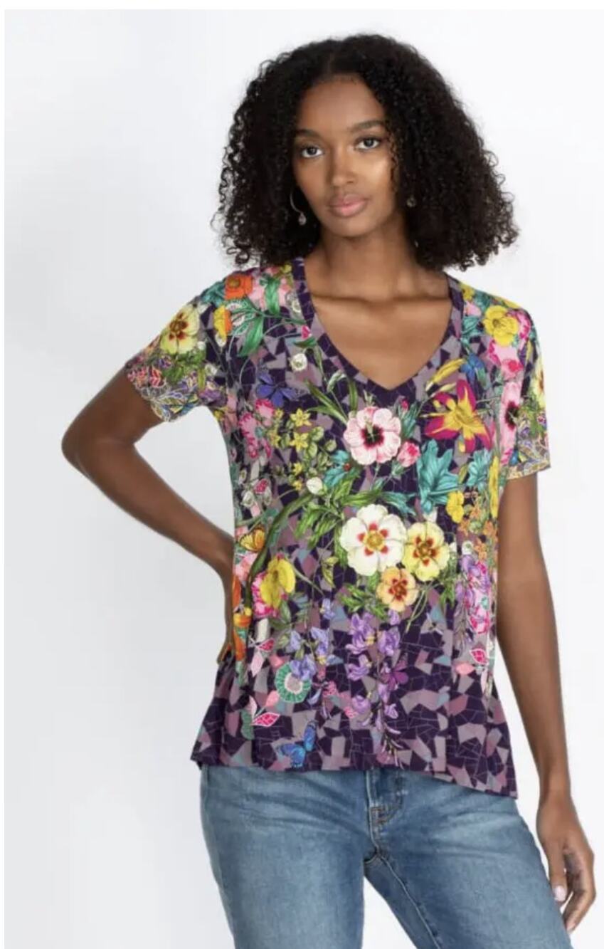 Johnny Was Cisco V-neck viscose/ bamboo top sz L